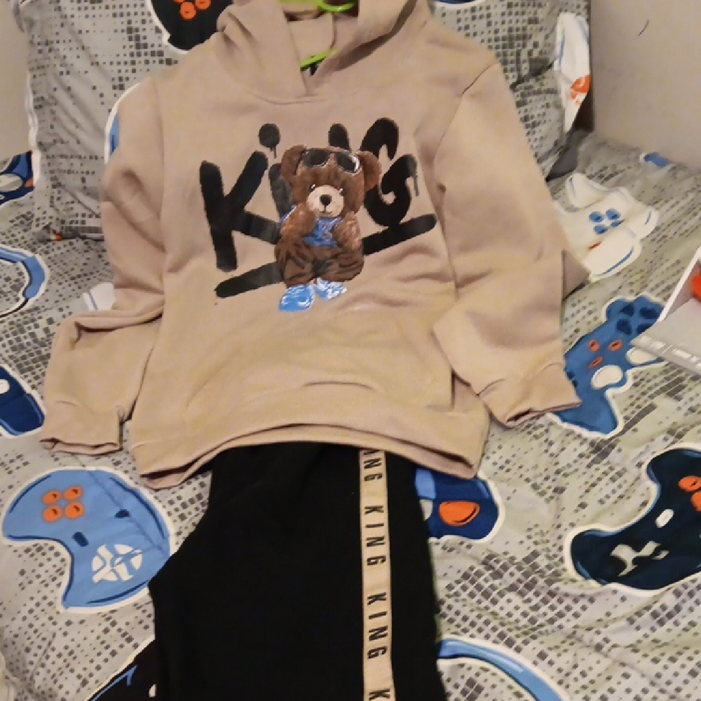 Cozy Tan Hoodie with Bear Design